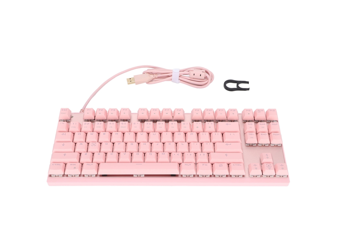 Teclado Mecânico Gamer Rgb 87 Teclas Switch Vermelho Rosa Usb Durável 50 Milhões De Cliques