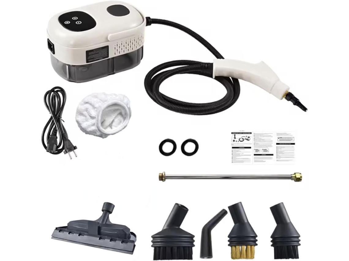Limpiador A Vapor Con Pantalla Táctil De 2500 W, Gran Capacidad De 1000 Ml, Con 5 Boquillas Diferentes (blanco) Chrui