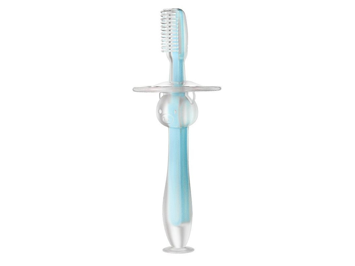 Cepillo De Dientes De Silicona Giratorio 360° Para Bebés Con Base De Succión Y Juguete Para La Dentición.