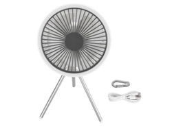 Ventilador de camping recargable con luz y trípode - Blanco