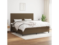Cama Box Spring Con Colchón Tela Marrón Oscuro 200x200 Cm