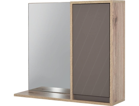 Homcom Armario De baño con espejo mueble auxiliar montado en pared 1 puerta y estante ajustable estilo moderno 57x142x492 cm roble gris 834244 59x30x85