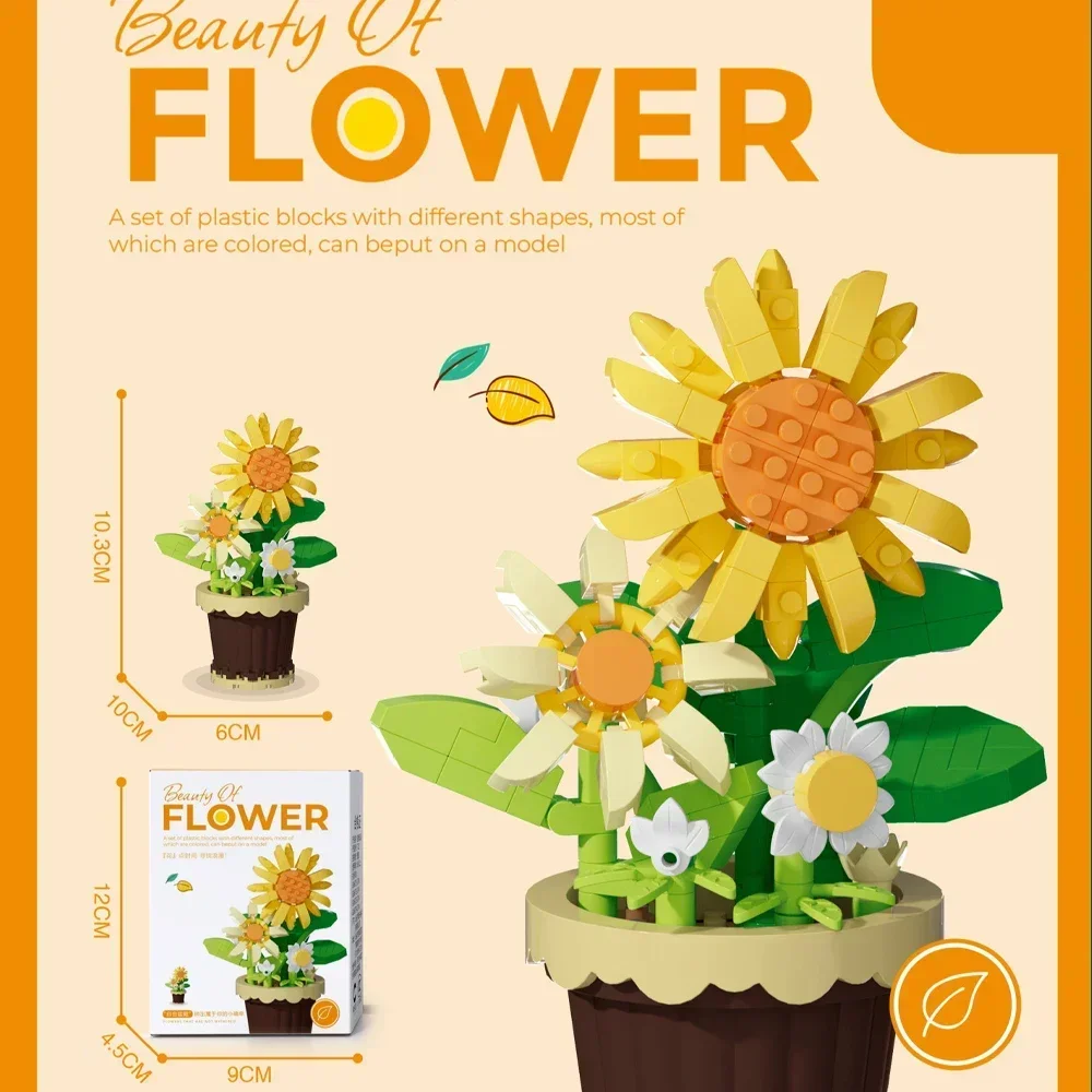 Juguetes De Bloques De Construcción De Macetas En Miniatura Con Exquisitos Detalles Florales.