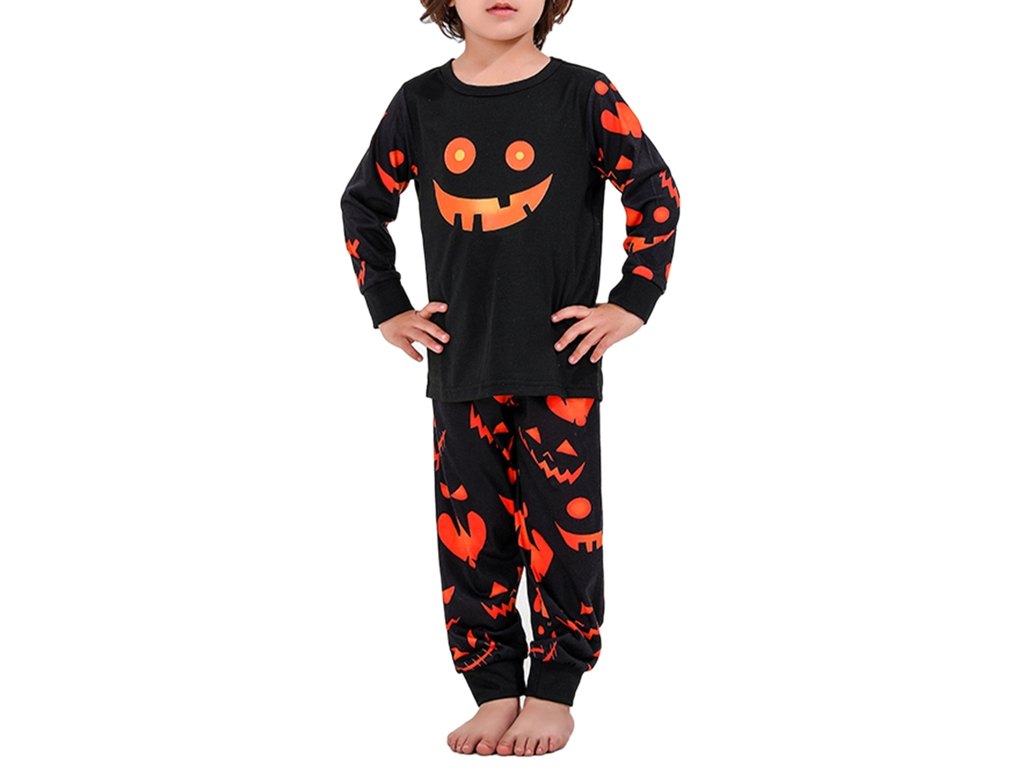 2026altiro-pijamas Familiares De Halloween Con Cara Sonriente Luminosa Manga Larga Para Hombres Mujeres Niños Negro Niños 2y