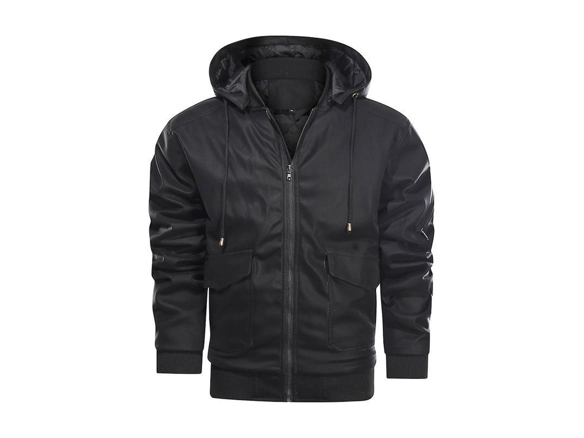 2026-chaqueta De Cuero Pu Para Hombre Con Capucha Desmontable Mystdiy