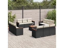 Conjunto de 13 sofás de jardín con cojines de mimbre sintético negro, Dkd Home Decor