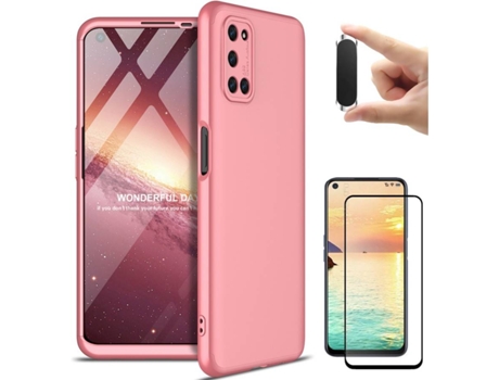 Kit Funda, Protector y Soporte para Oppo A53 PHONESHIELD BD-GK&9D&MH-PK-OP-A53 Rosa