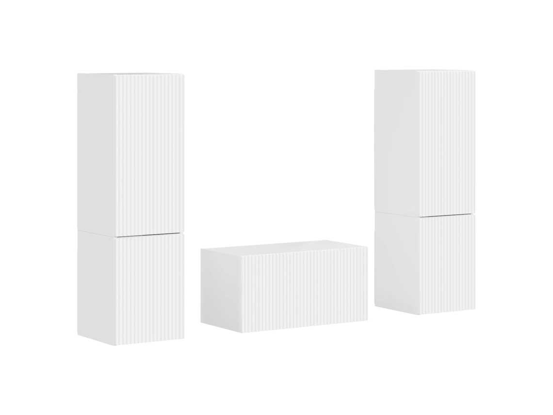 Conjunto de mueble de TV de 5 piezas en blanco brillante EXCLUSIVO DE LA CASA