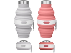 (2) Botellas De Agua Plegables Con Mosquetones, 475ml, De Silicona, Libres De Bpa, Con Anillos Anti-colapso