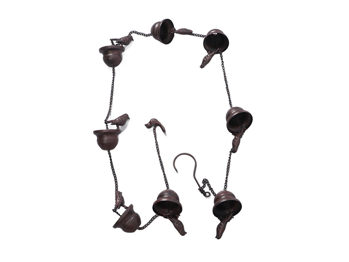 Cadena De Lluvia Decorativa De Hierro Con Pájaros Y Vasos Móviles Para La Instalación De Fontanería De Jardín.