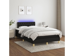 Cama Box Spring Con Colchón Led Tela Negro 120x200 Cm