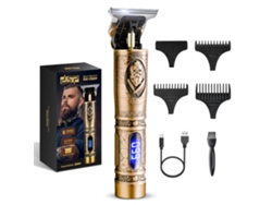 Aparador De Cabelo (recarregável Por Usb, Dourado) Para Raspar A Cabeça, Modelar O Cabelo, Dar Forma E Definir Contornos, Com Visor Digital Lcd