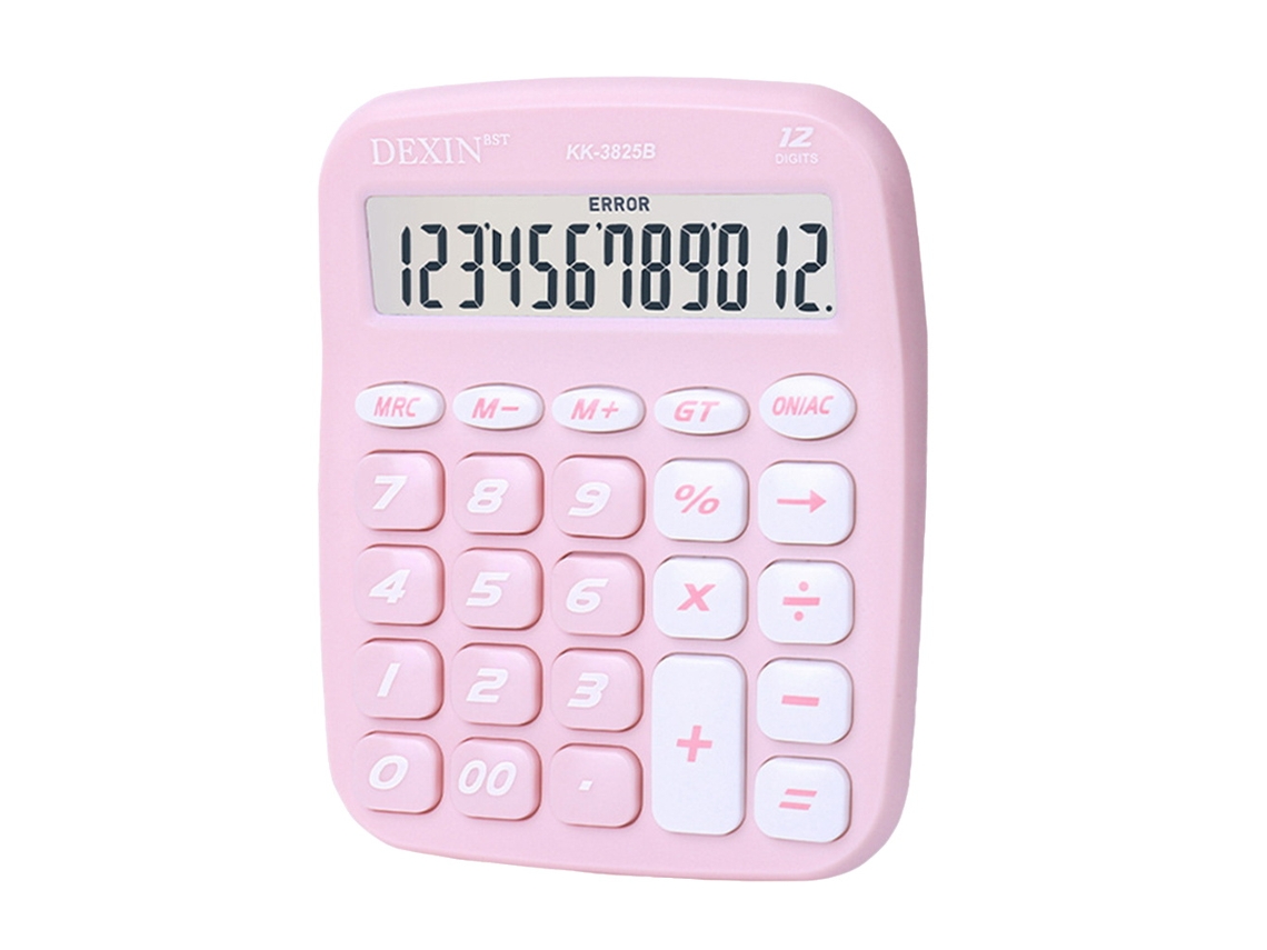 Preciosa Calculadora De Sobremesa Con Botones Grandes, Pantalla Lcd De 12 Dígitos, Rosa, Negro, Blanco, Azul.