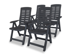 Juego de 4 Tumbonas Sillas de jardín reclinables Muebles para patio plástico gris antracita