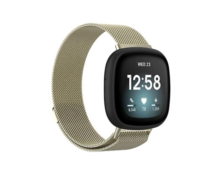 Correa Smartwatch Para Fitbit Versa 4 Pulsera Milanesa De Tejido Metálico Magnético Oficial Oro VENISYMLIS