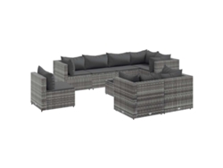 Conjunto 9 de muebles de jardín VIDAXL y cojines ratán sintético gris