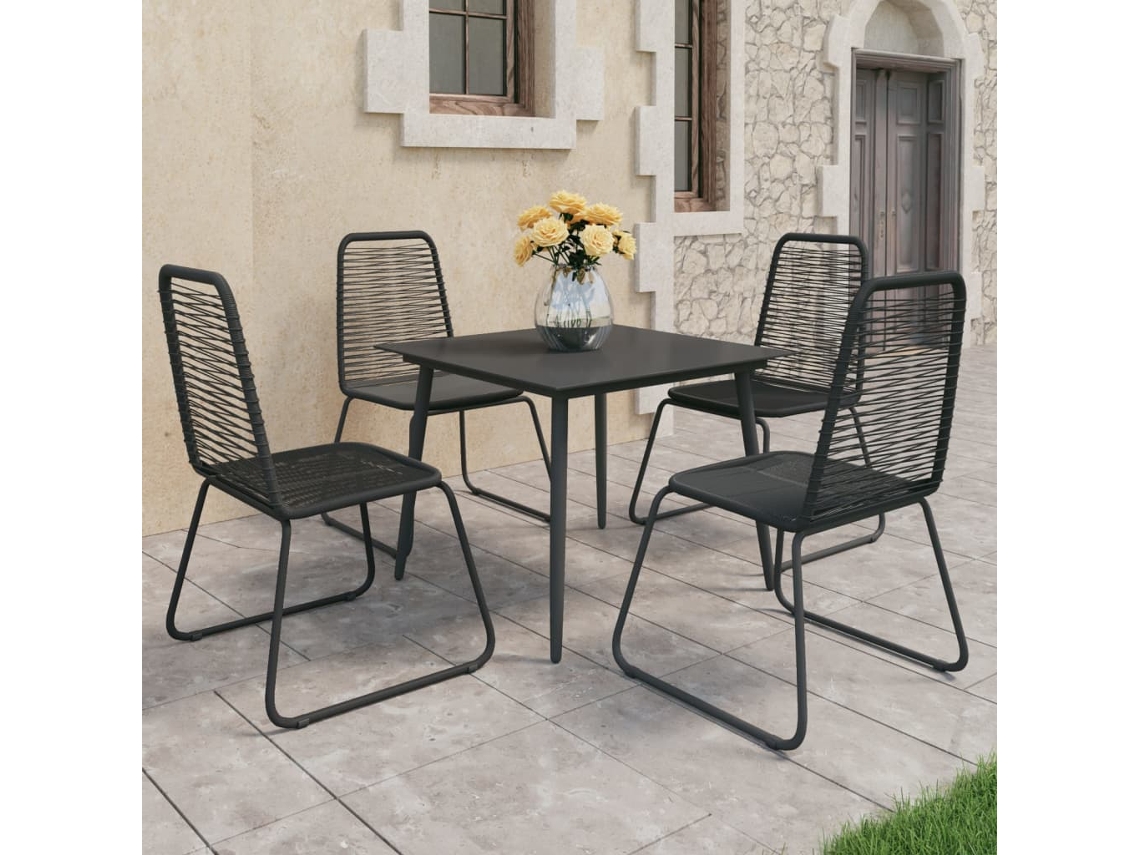 Juego de comedor de jardín de 2 piezas de mimbre de PVC negro Dkd Home Decor