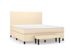 vidaXL Cama con somier y colchón 160x200 cm tela color crema