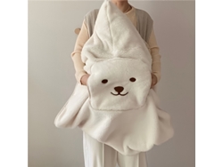 Acogedora Y Linda Manta De Franela Con Diseño De Abrazo De Oso, Suave, Cálida Y Perfecta Para Jóvenes Que Amamantan, Color Marfil Chrui