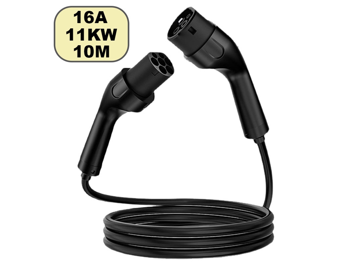Cable De Carga Coche Eléctrico Tipo 2 A Tipo 2, 11kw 16a Trifásico, Para Wallbox, Impermeable Ip55, 10m - Szsmart