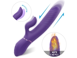 Vibrador De Masaje Calentado Telescpico 2 En 1 Con 9 Modos Para Mujeres (prpura) Yizhood