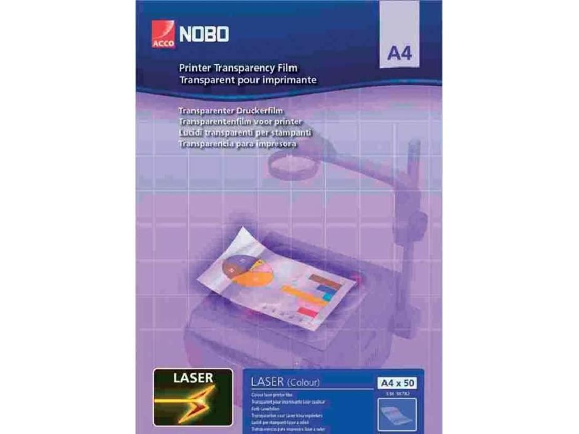 Transparencia A4 para impresora láser color NOBO Pp
