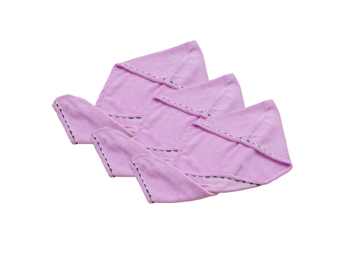 Conjunto de Toalla Kofihety Turbante para Cabello Absorbente Secado Rápido Cabello Largo Microfibra Morado - 3 unid (25x15x6cm)