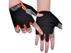 Guantes de ciclismo antideslizantes y transpirables de medio dedo para hombre MDUG (estilo estándar naranja)