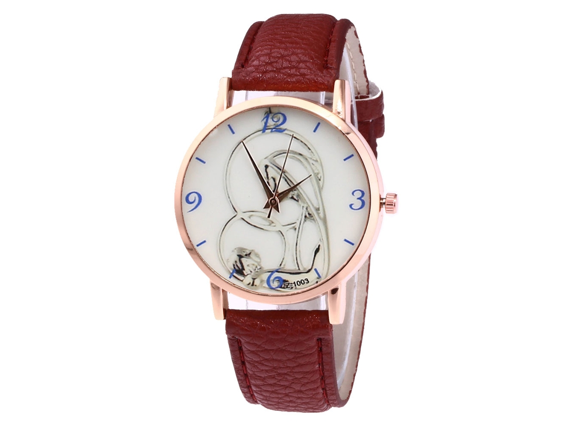 Reloj De Cuero Para Hombre/mujer Dial Redondo Reloj De Pulsera De Cuarzo (café Oscuro)