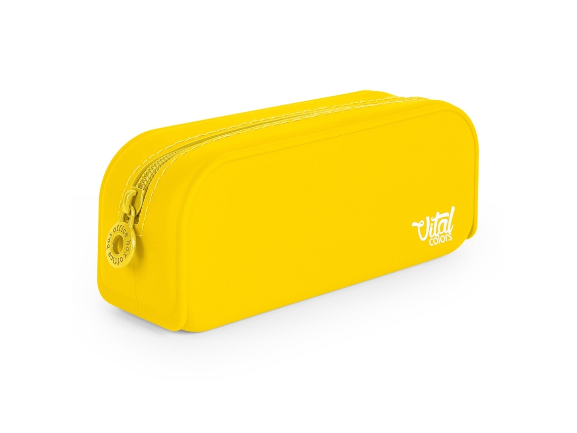 Estuche de lápices de silicona suave al tacto Vital Colors, color amarillo Office Box