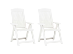 Sillas de jardín reclinables (2 unidades), plástico blanco, DKD HOME DECOR