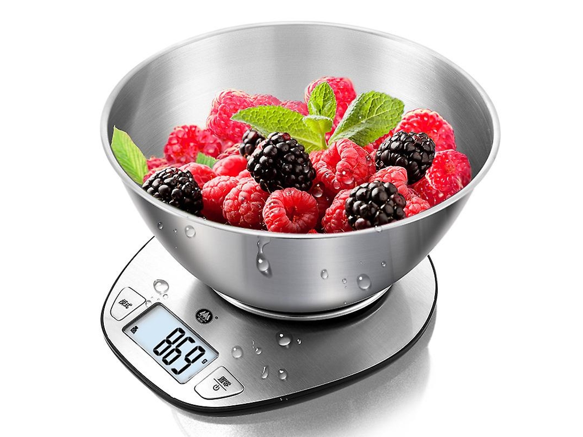 Balanza De Cocina Electrónica Precisa Con Pantalla Digital Grande Y Bowl De Acero Inoxidable 5kg/11lb