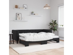 Sofá Cama Nido Con Colchón Terciopelo Negro 80x200 Cm