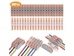 Conectores Eléctricos Rápidos Con Palanca, 80 Piezas, Terminal De Conexión Rápida De 1 Cable Y 2 Entradas Pa/pc Fl Hvf