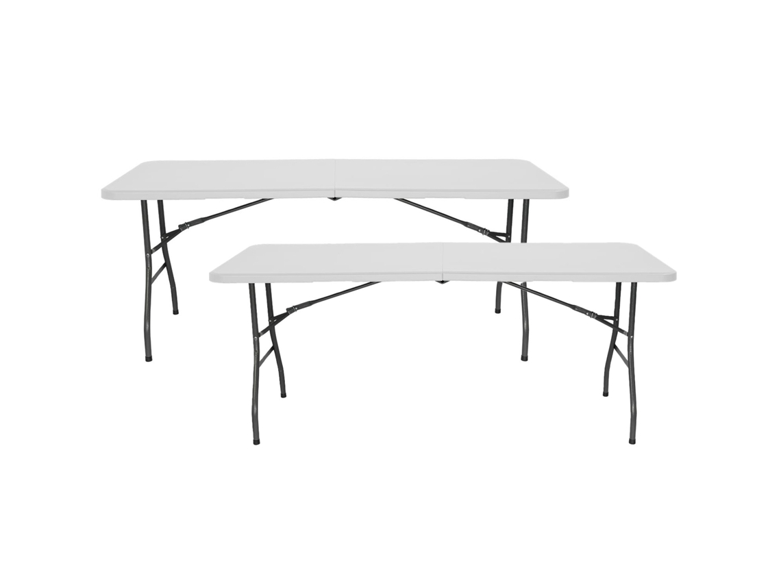 Pack 2 Mesas Plegables 180cm Rectangular Catering 7house color blanco