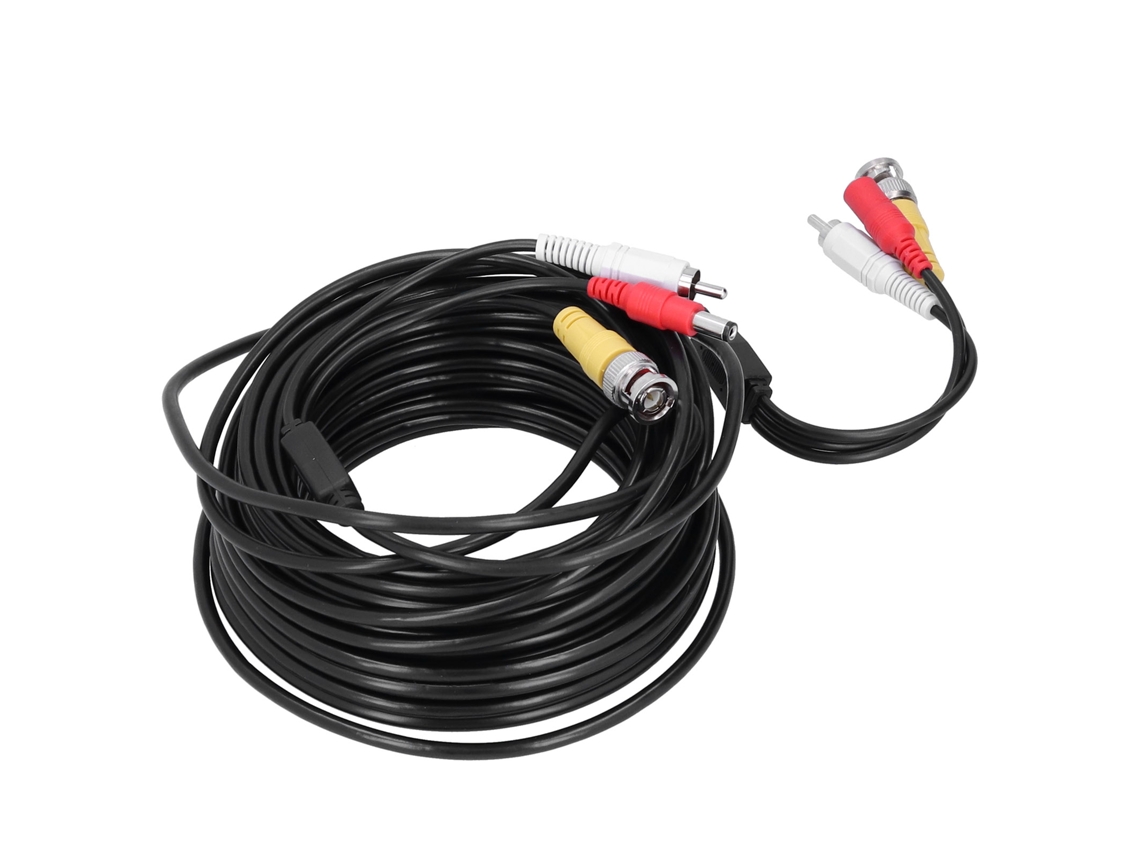 Cable Cctv Portátil 3 En 1 Cable De Video Audio Alimentación Con Conector Bnc+rca+dc Para Sistema De Vigilancia Dvr 20m 65.6ft