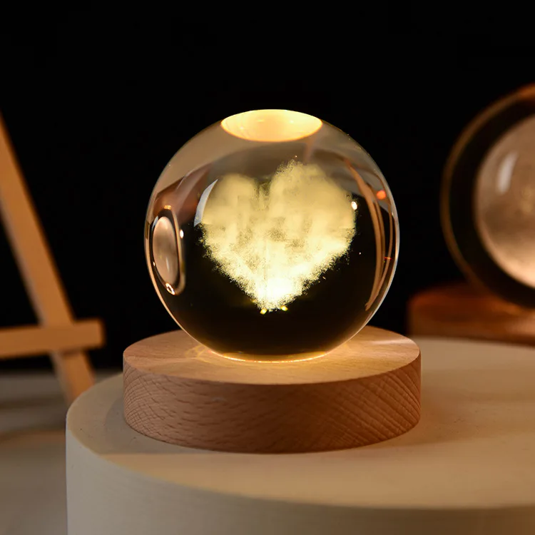 Bola De Cristal 3d De 60 Mm (con Forma De Corazón), Adorno De Vidrio Grabado Con Láser, Objeto De Colección.