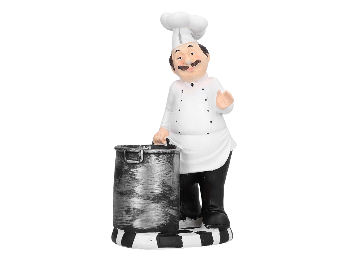 Figurino De Chef Estátua Artesanal Decoração De Mesa Cozinha Sala De Estar Restaurante Acessório Resina