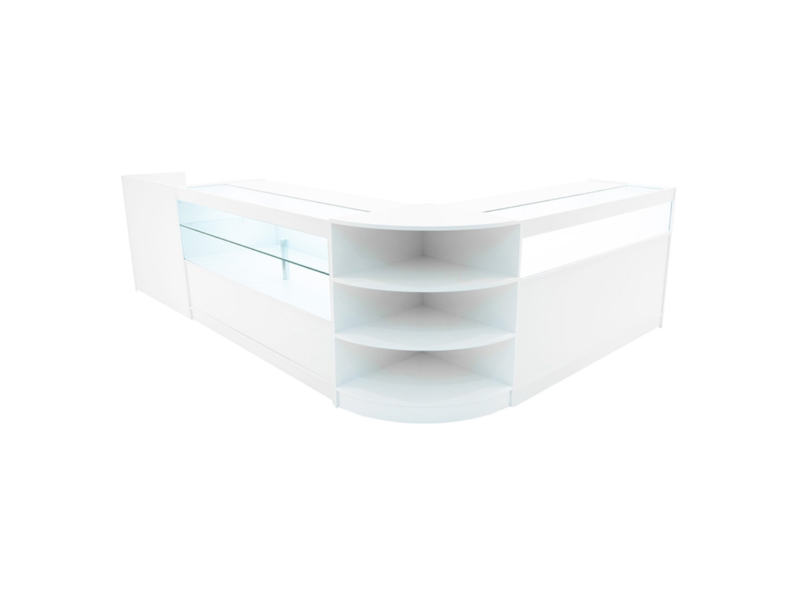 Conjunto de encimera comercial Europa | Blanco | LM60 B1500 C1500 TB60 | MDF y vidrio templado | Estantes y Monstershop