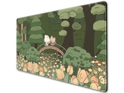 Alfombrilla De Anime Con Diseño De Bosque, Alfombrilla De Ratón Antideslizante Con Diseño De Oso Y Conejo (400 X 900 X 2 Mm) CHRUI