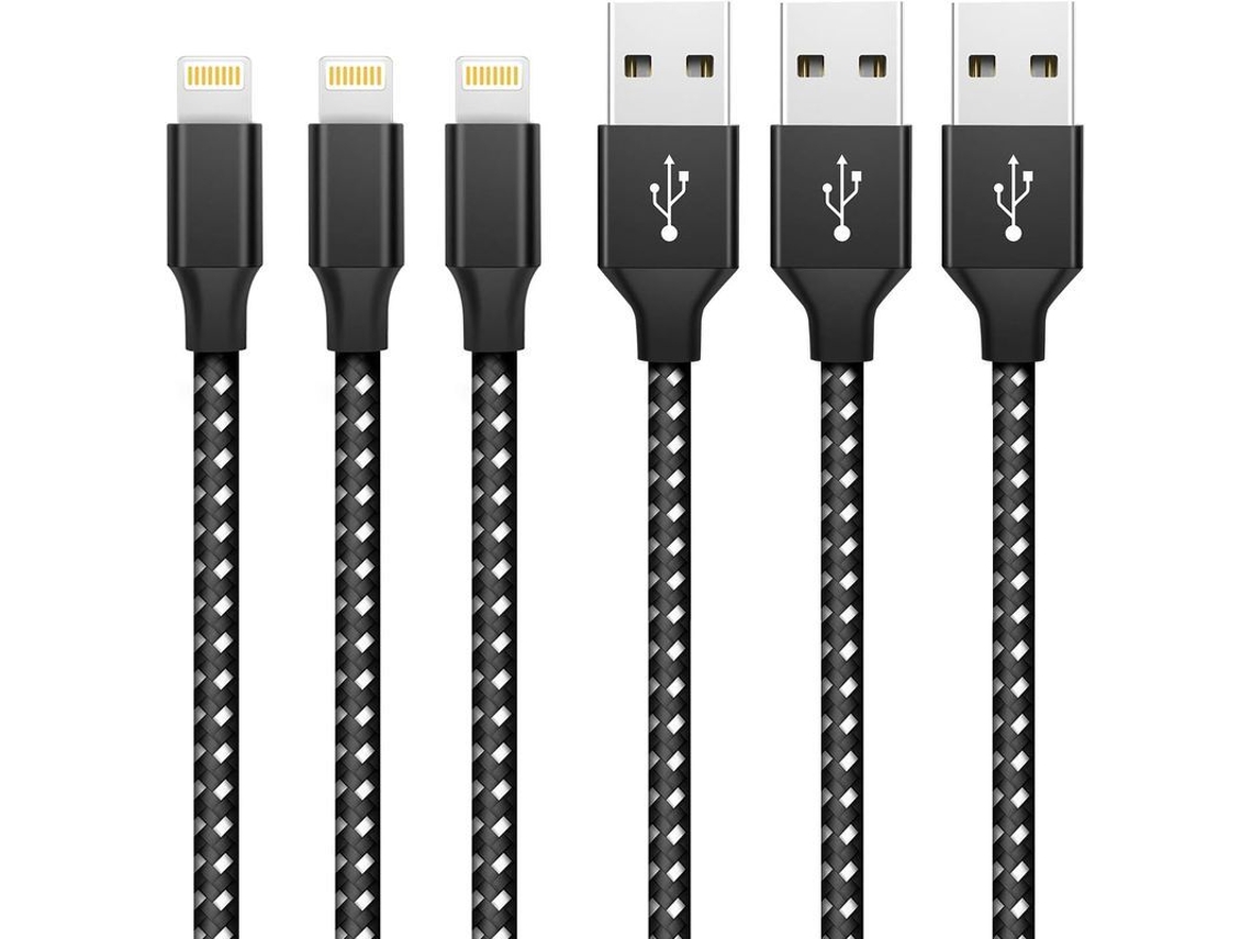Paquete De Cables De Carga Para Iphone 3 De 1 M, De Nailon Trenzado, Carga Rápida, Compatible Con Iphone Xs/xr/x/8/7/6/5/ipad/ipod.