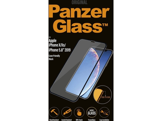 Protector Cristal Templado iPhone X, XS PANZERGLASS Friendly Negro