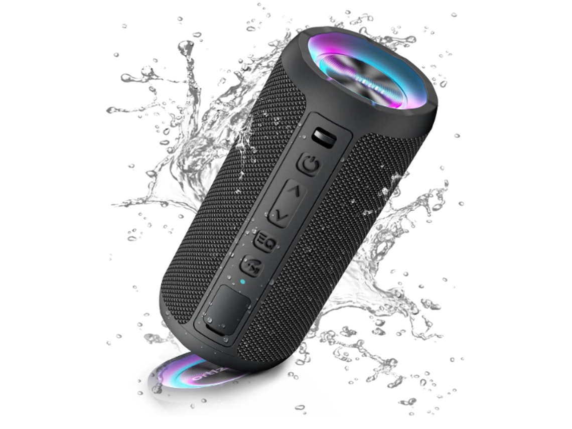 Altavoz Bluetooth, altavoces Bluetooth inalámbricos portátiles con luz LED, volumen más alto y graves mejorados, negro Yizhood