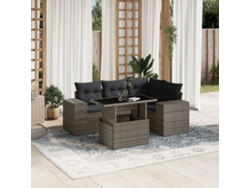 Conjunto de sofás de jardín de 5 piezas DKD Home Decor con cojines de mimbre gris