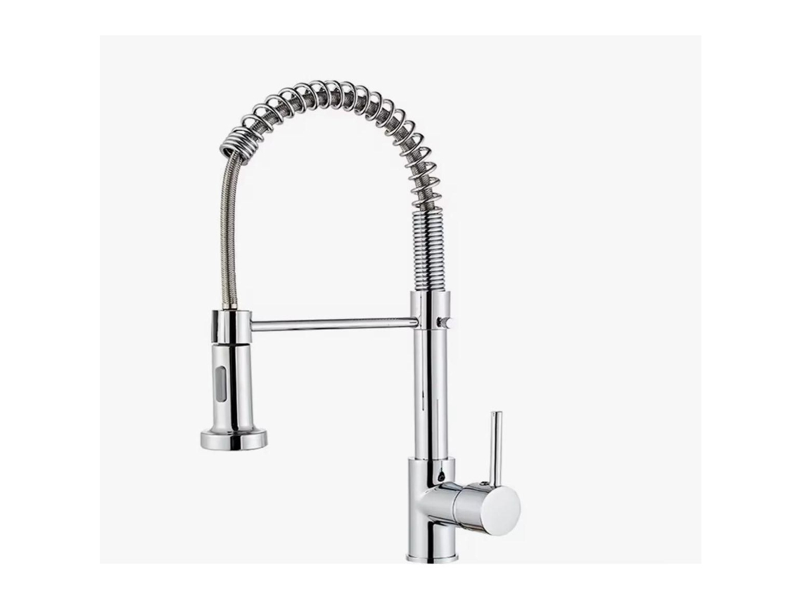 Grifo Mezclador De Cocina, Giratorio 360°, Con Dos Caños Extraíbles De Acero Inoxidable Cromado Con Acabado De Arce.