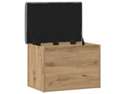 Banco de almacenaje en derivados de madera de roble artesanal 62x42x45 cm