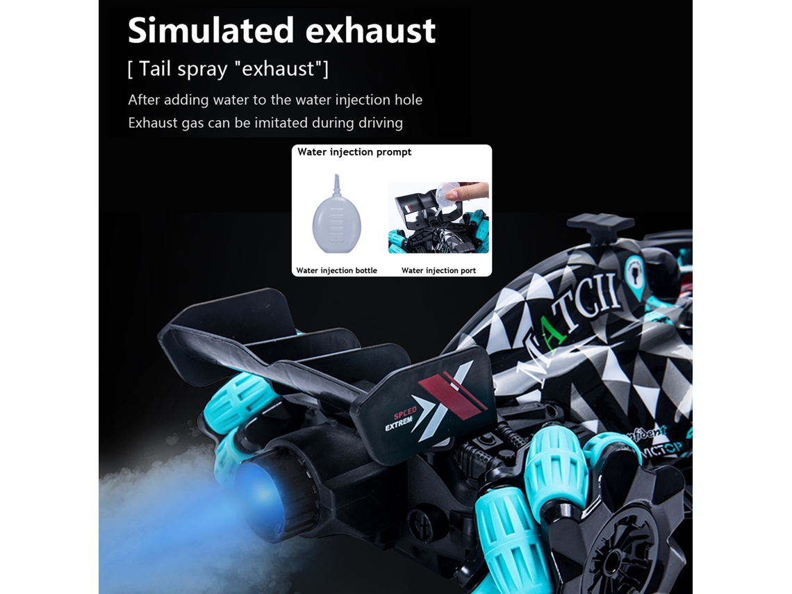 Coche De Control Remoto Spray Stunt 2.4ghz 360° Rotación Derrape Automático Modo Dual 1/14 2 Baterías
