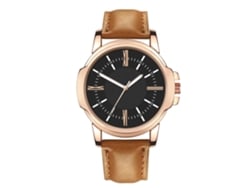 Reloj De Pulsera De Aleación Analógico De Cuadrante Redondo Quartzo Para Hombre (café Claro Con Cuadrante Negro)