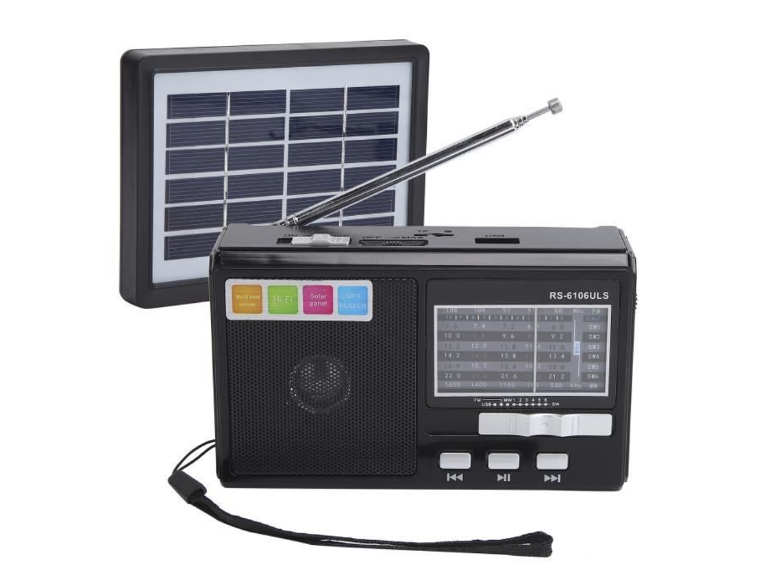 Radio FDIT Fm Radio Portátil Cargado con Energía Solar con Soporte para Linterna Led de Emergencia en U Disk