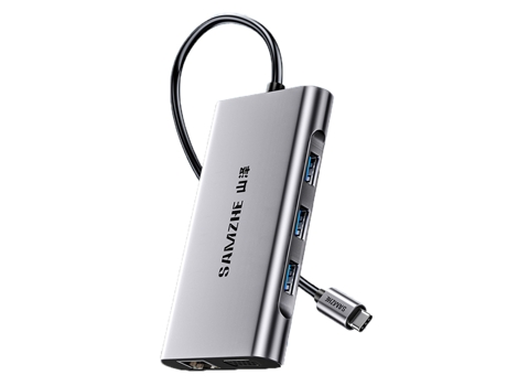 Adaptador SAMZHE Tc-Dk 10In1 Tipo-C a 3Usb3.0 1000Mbps VGA Aux 3.5Mm Pd100W HDMI Sd/TF para Huawei Mate40/P50 S20